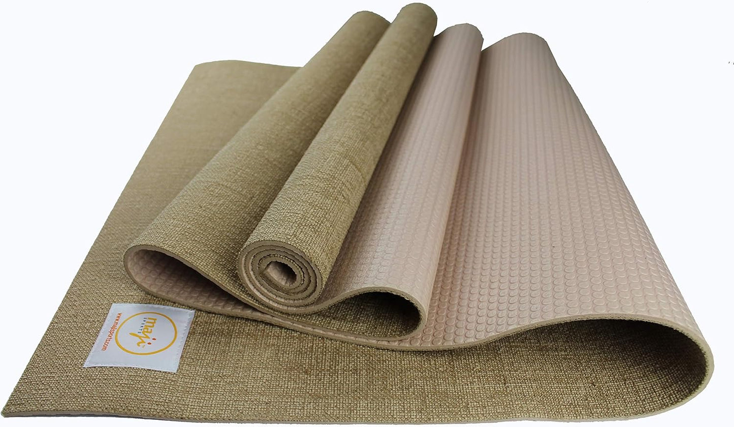 Eco-Friendly Jute Yoga Mat with Foot Massage Roller | Non-Slip & Portable – Maji Sports